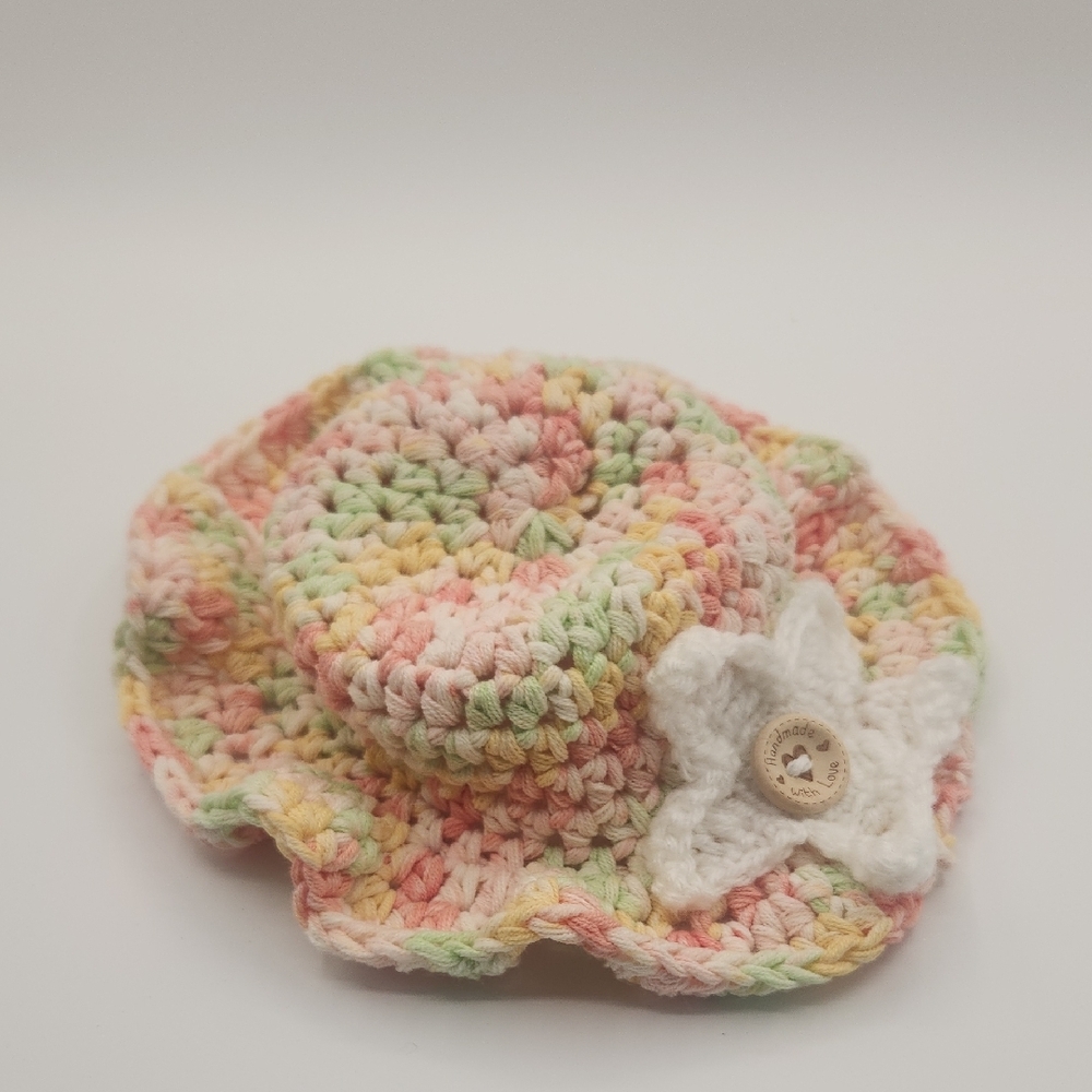 Multicolor Crochet Infant/Toddler Bucket Sun Hat w/Starfish Accent Handmade